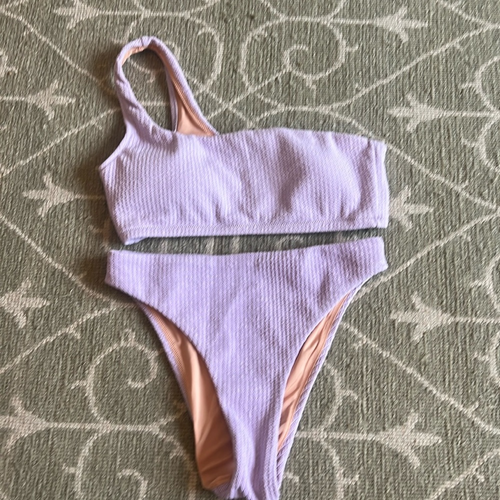 J Crew One Shouldered Purple Bikini Small